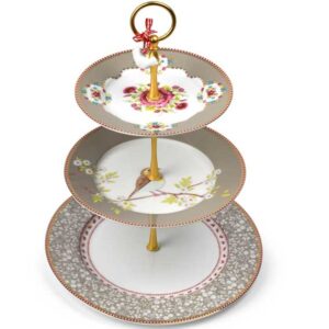 Pip studio Floral Porcelæn Kageopsats i 3 Etager Khaki