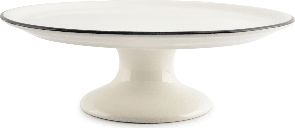 Kagefad Salt & Pepper Nero Ø31 cm porcelæn hvid med mørk kant, kageopsats/serveringsfad, H10,5 cm, tåler opvask/mikro